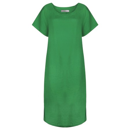 Amazing Woman Janey Verde Linen Straight Midi Dress - Green