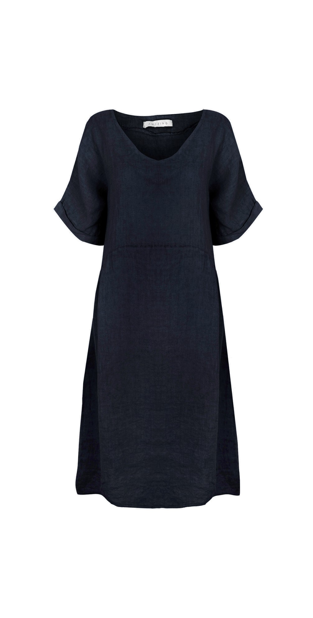 Amazing Woman Tesa Navy Short Linen Dress in Navy