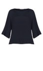 Amazing Woman Navy Julia Navy Linen Frill Top  