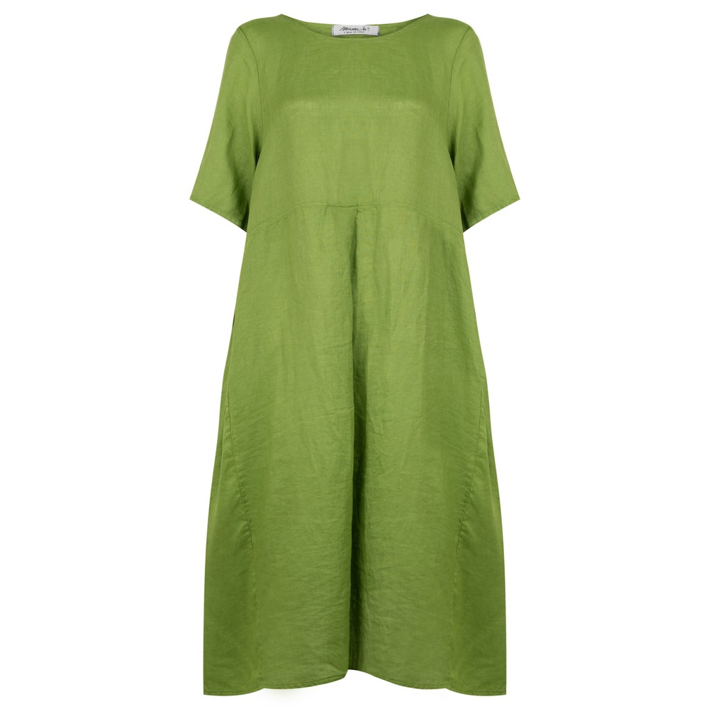 Mama B Rothko Avocado Linen Dress Avocado