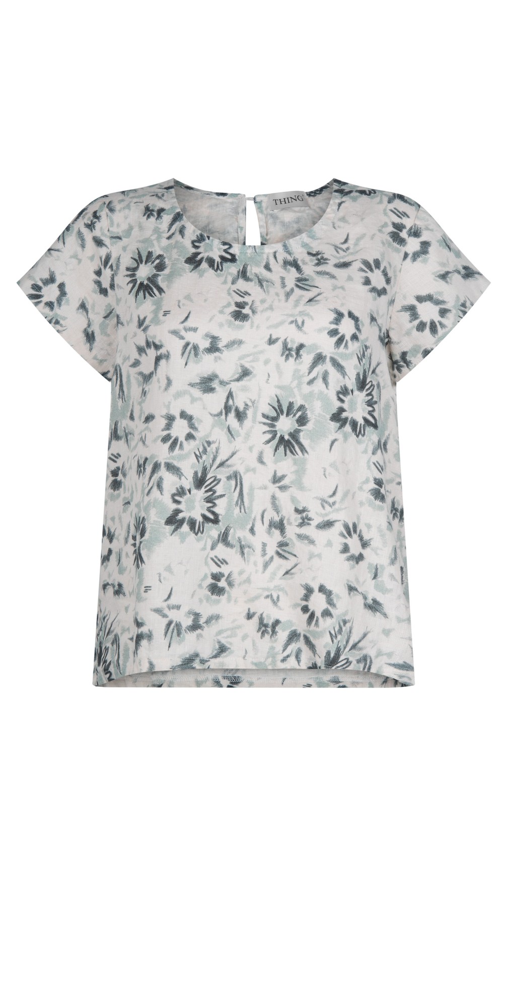 Thing Yola Indigo Floral Linen Top in Indigo