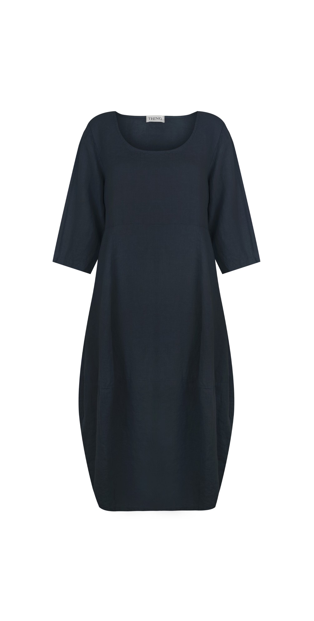 Thing Kreya 3QS Navy Linen Dress in Navy