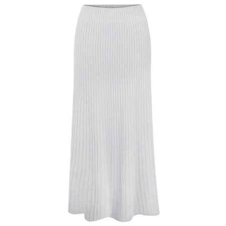 Amazing Woman Sachia Silver Ribbed Long Skirt - Metallic