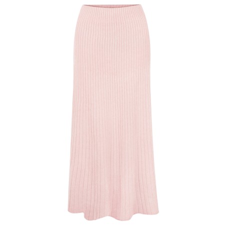 Amazing Woman Sachia Pale Pink Ribbed Long Skirt - Pink