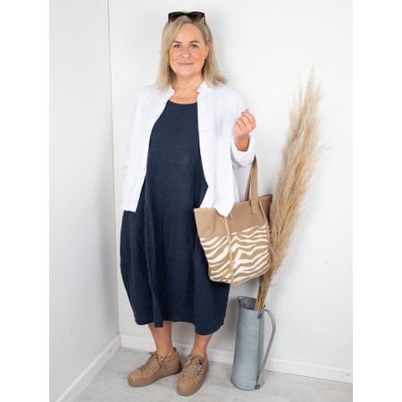 Thing Kreya Navy Sleeveless Linen Dress - Blue