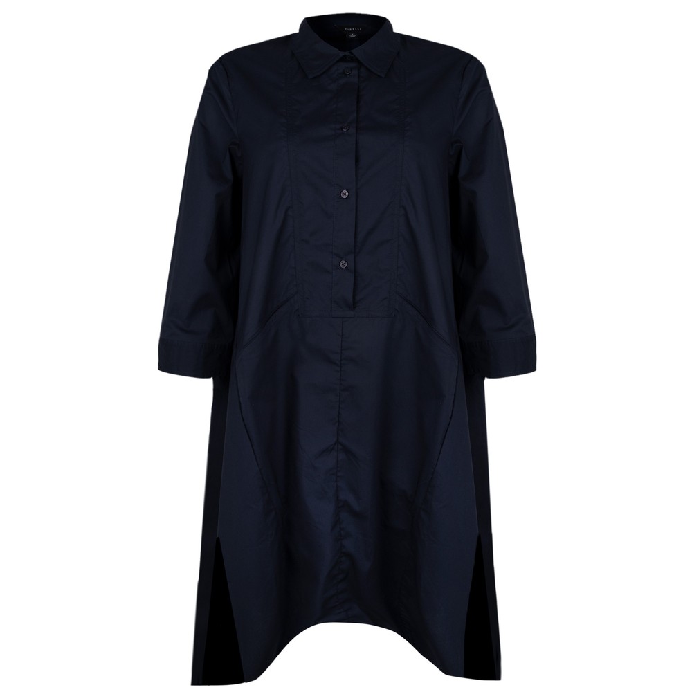 Tirelli Handkerchief Navy Hem Shirt in Navy