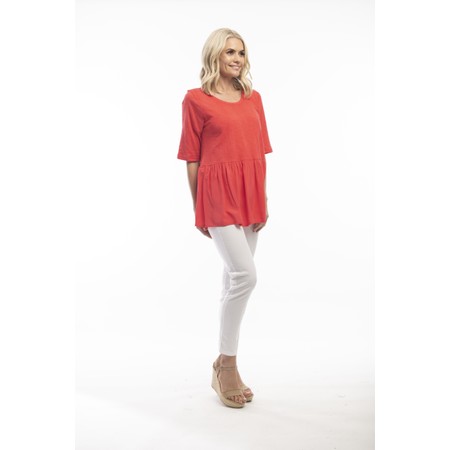 Orientique Certified Organic Lucious Red Frill Top - Red