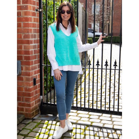 Amazing Woman Pixie V Neck Knitted Vest - Turquoise