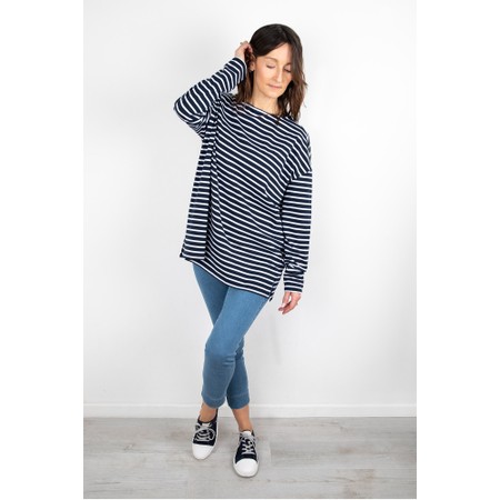 Chalk Bryony X White Stripe Top - Blue
