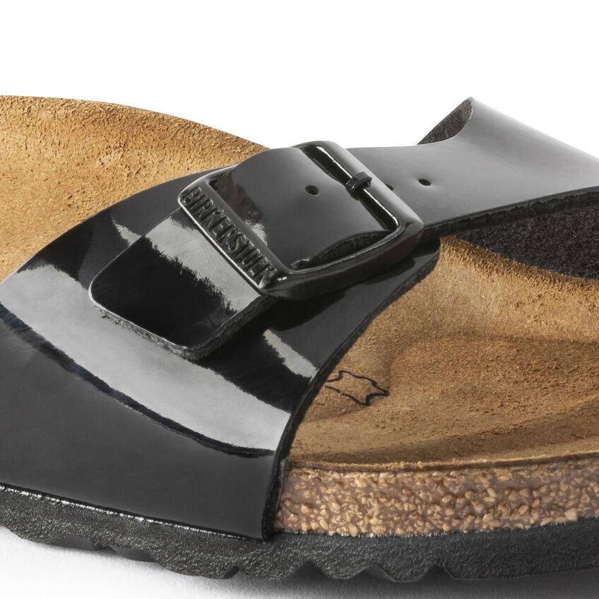 Birkenstock Madrid Birko-Flor® Single Strap Sandal in Black Patent