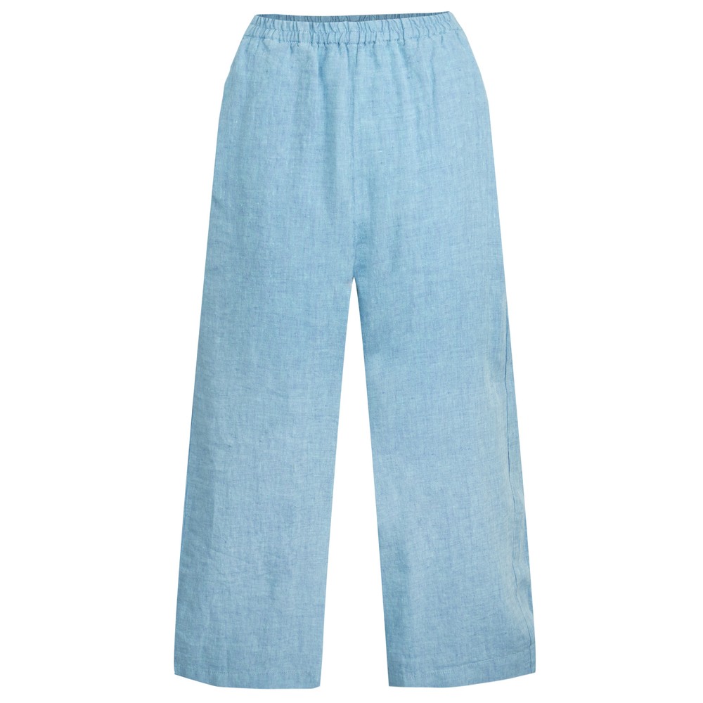 Sahara Cross Dye Linen Wide Leg Trouser in Sky