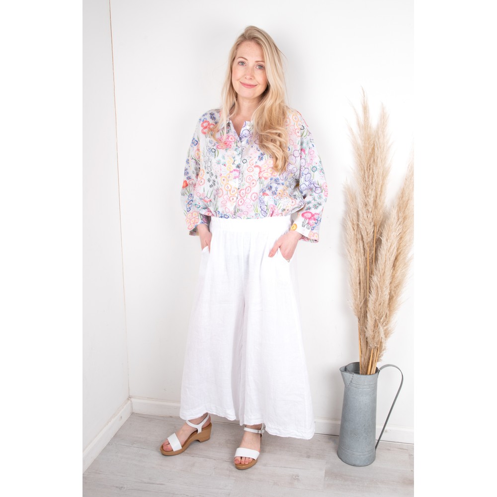 Monochrome Floral Culotte - White main image 0