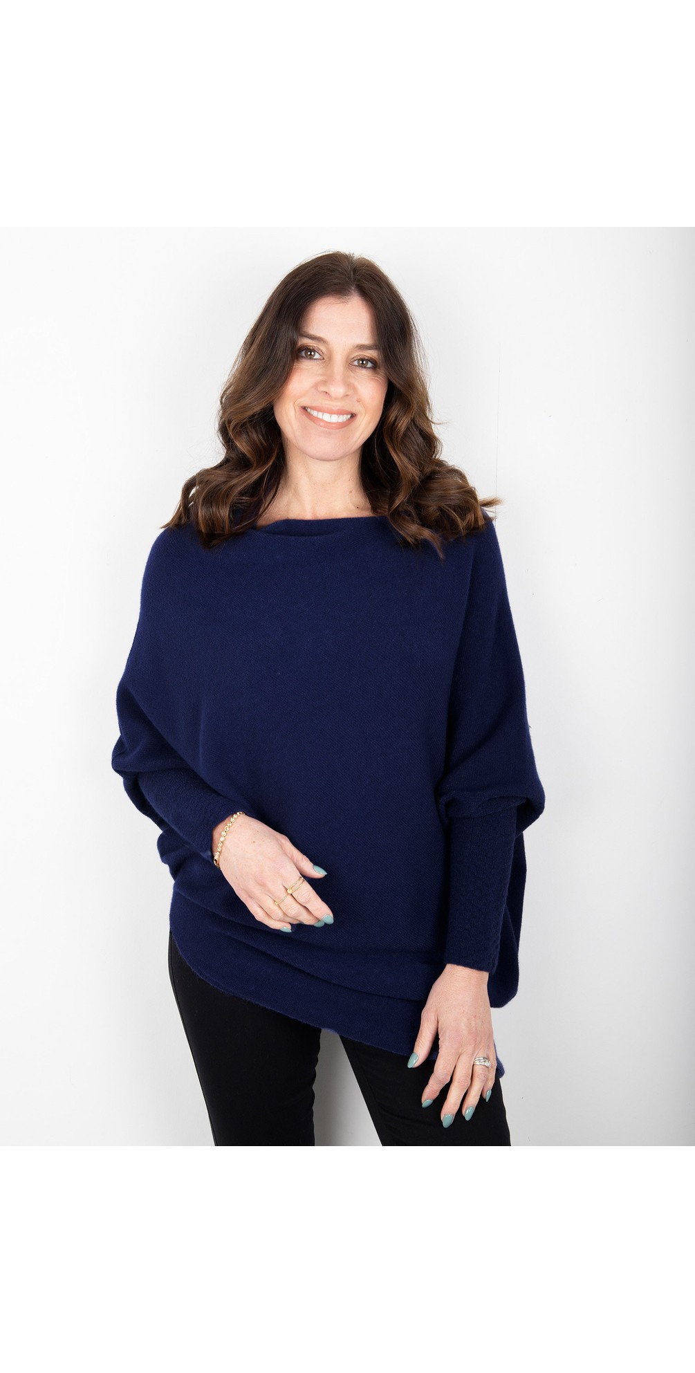 Amazing Woman Emilie Asymmetric Knit Jumper With Fitted Sleeve Pale Pink 951