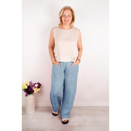 Amazing Woman Orla Long Denim Linen Trouser - Blue