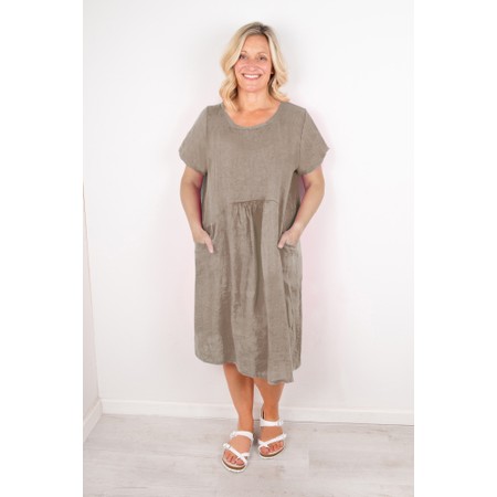 Amazing Woman Lexia Fango Linen Dress - Brown