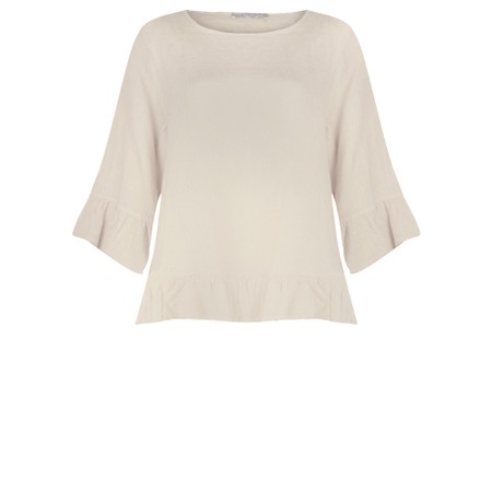 Amazing Woman Julia Natural Linen Frill Top - Beige