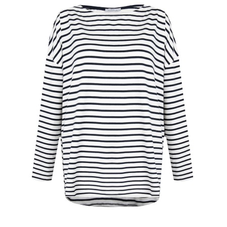 Chalk Bryony X Navy Stripe Top - White