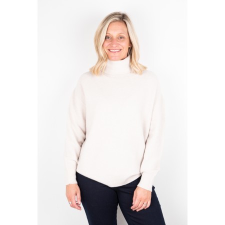 Amazing Woman Zoie Ivory Classic Polo Neck Supersoft Knit - Off-White