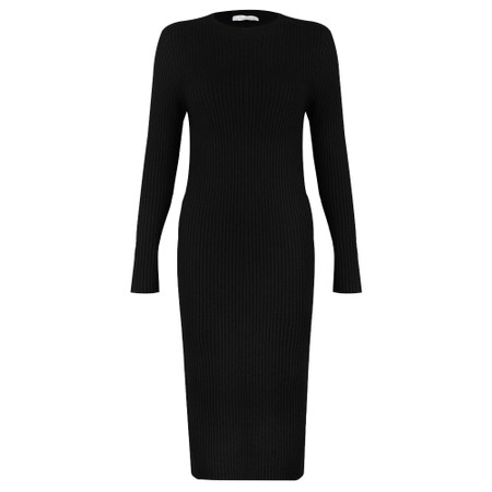 Amazing Woman Paola  Black  Fitted Ribbed Midi Dress - Black