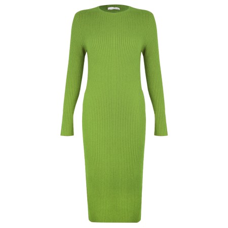 Amazing Woman Paola Mojito Green Fitted Ribbed Midi Dress - Green