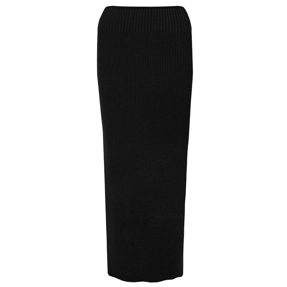 Amazing Woman Saira Black Ribbed Straight Maxi Skirt Black 