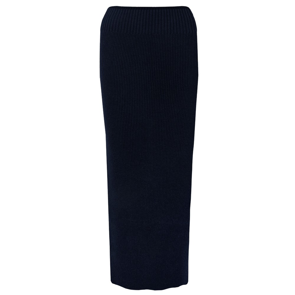 Amazing Woman Saira Navy Dark Ribbed Straight Maxi Skirt Navy Dark