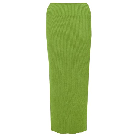 Amazing Woman Saira Mojito Green Ribbed Straight Maxi Skirt - Green