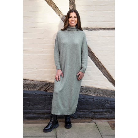 Amazing Woman Paige E Grey Marl Polo Neck Dress - Grey