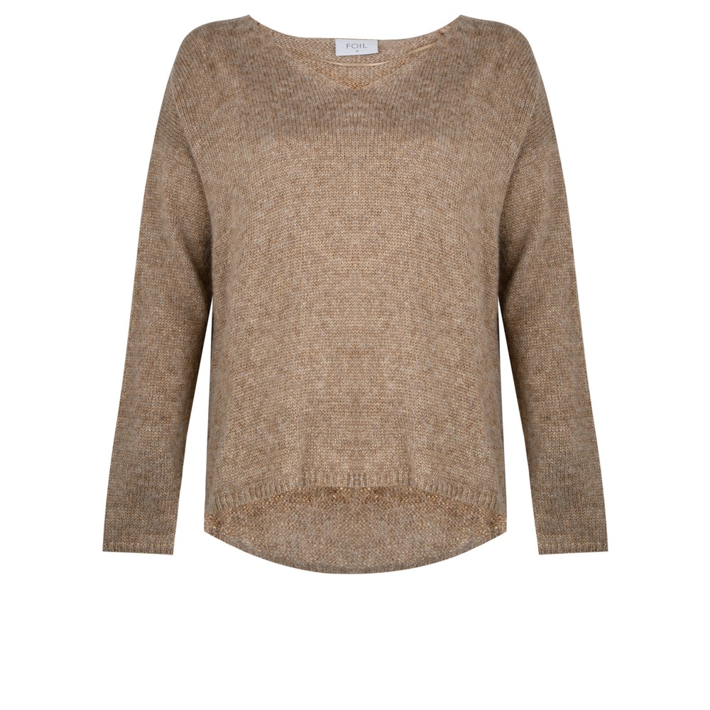 Foil Glam Fam Crop Sweater Chestnut