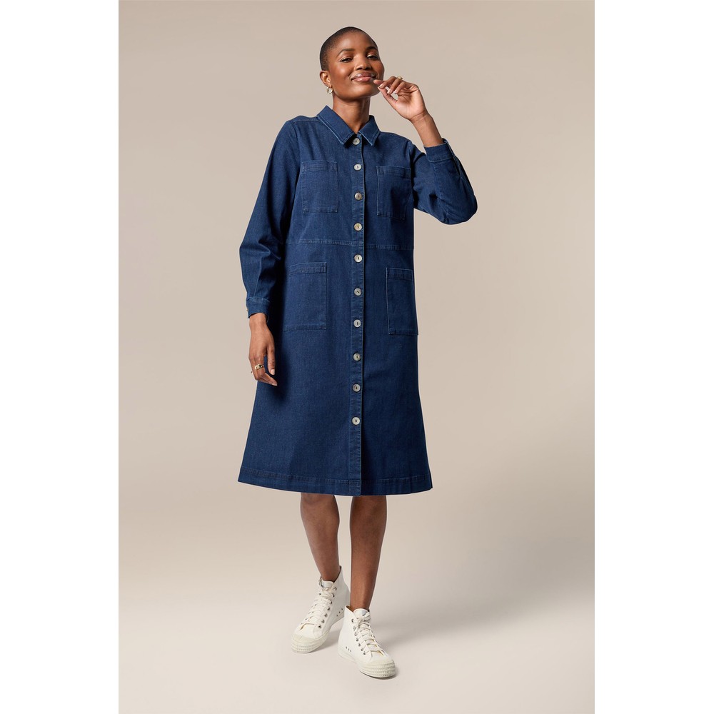 Stretch denim shirt dress hotsell