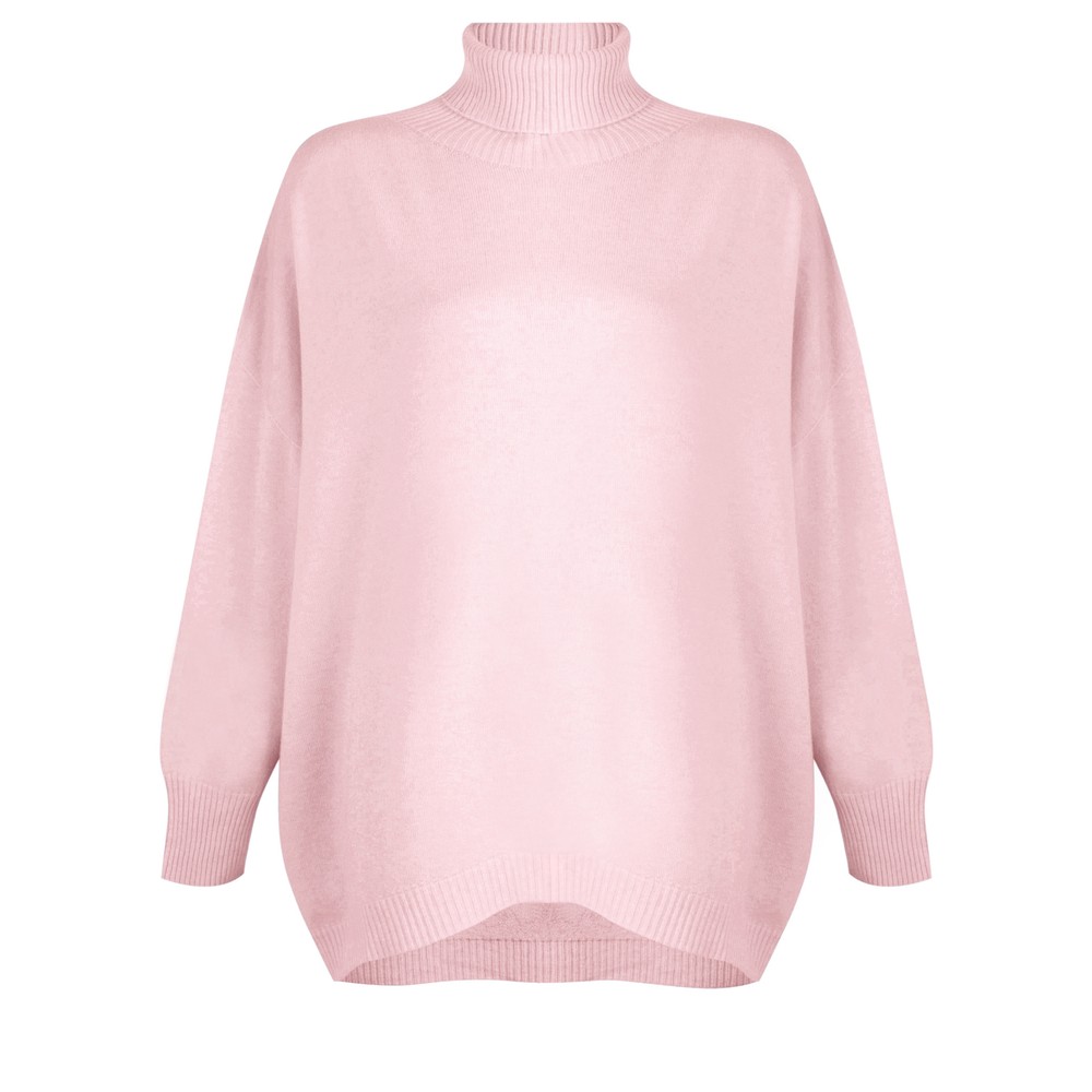 Amazing Woman Zena Pale Pink Ribbed Polo Neck Supersoft Knit Pale Pink