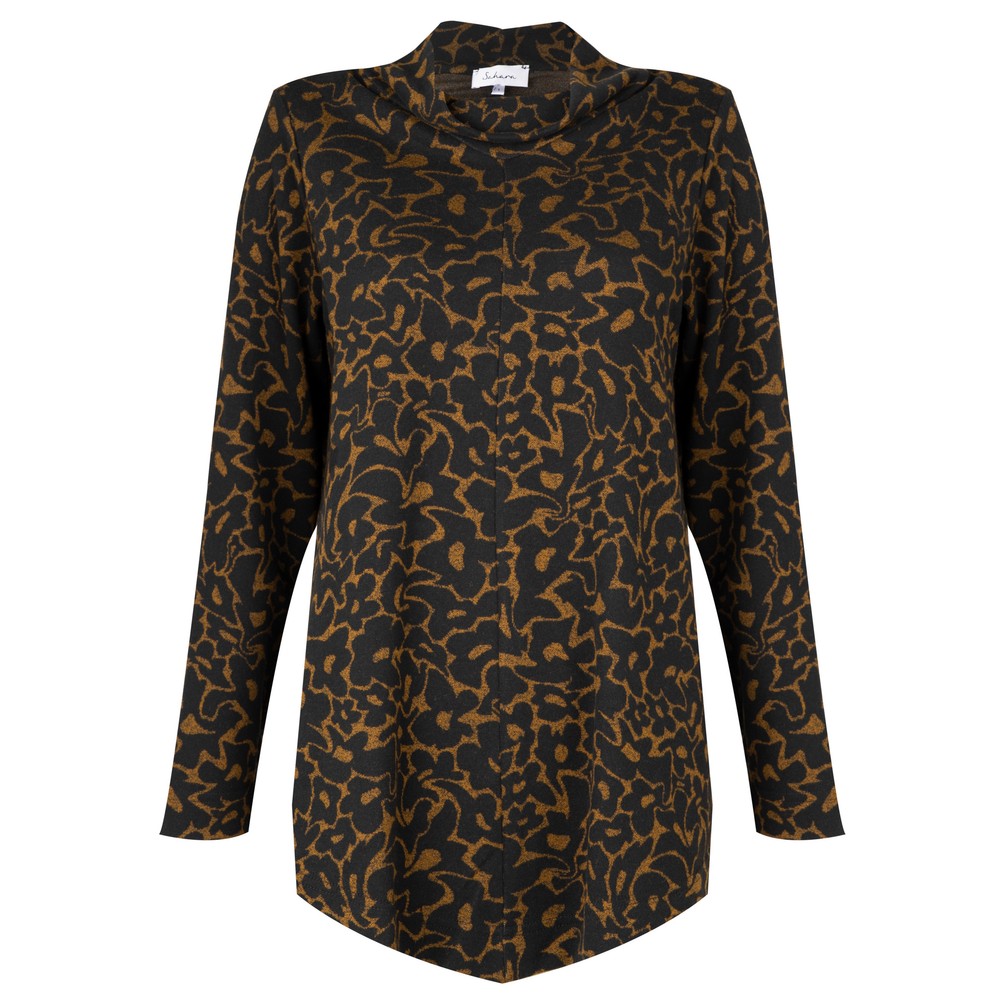 Sahara Jacquard Floral Jersey Top Dijon / Black