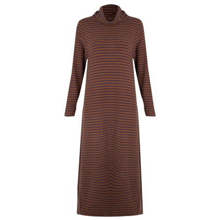 Mama B Tiramisu R Narrow Stripe Fleece Dress - Brown