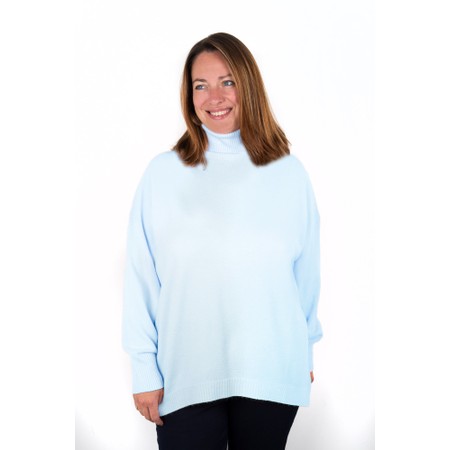Amazing Woman Zena Pale Blue Loose Polo Neck Supersoft Knit - Blue