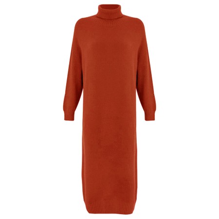 Amazing Woman Paige E Burnt Orange Polo Neck Dress - Orange