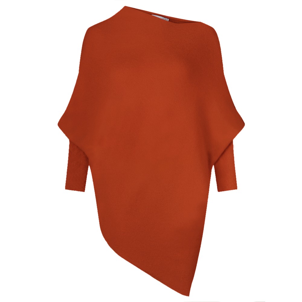 Amazing Woman Emilie Asymmetric Draped Jumper Burnt Orange