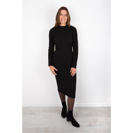 Amazing Woman Paola  Black  Fitted Ribbed Midi Dress - Black