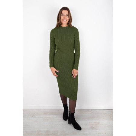 Amazing Woman Paola Musch Olive Fitted Ribbed Midi Dress - Green