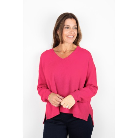 Amazing Woman Zilpah Magenta V Neck Boxy Supersoft Knit - Pink