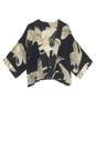One Hundred Stars Stork Black Short Stork Black Crepe Kimono  