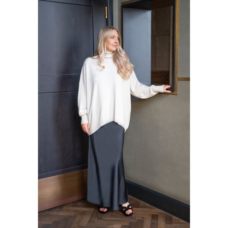 Chalk Maeve Gunmetal Satin Slip Skirt - Metallic