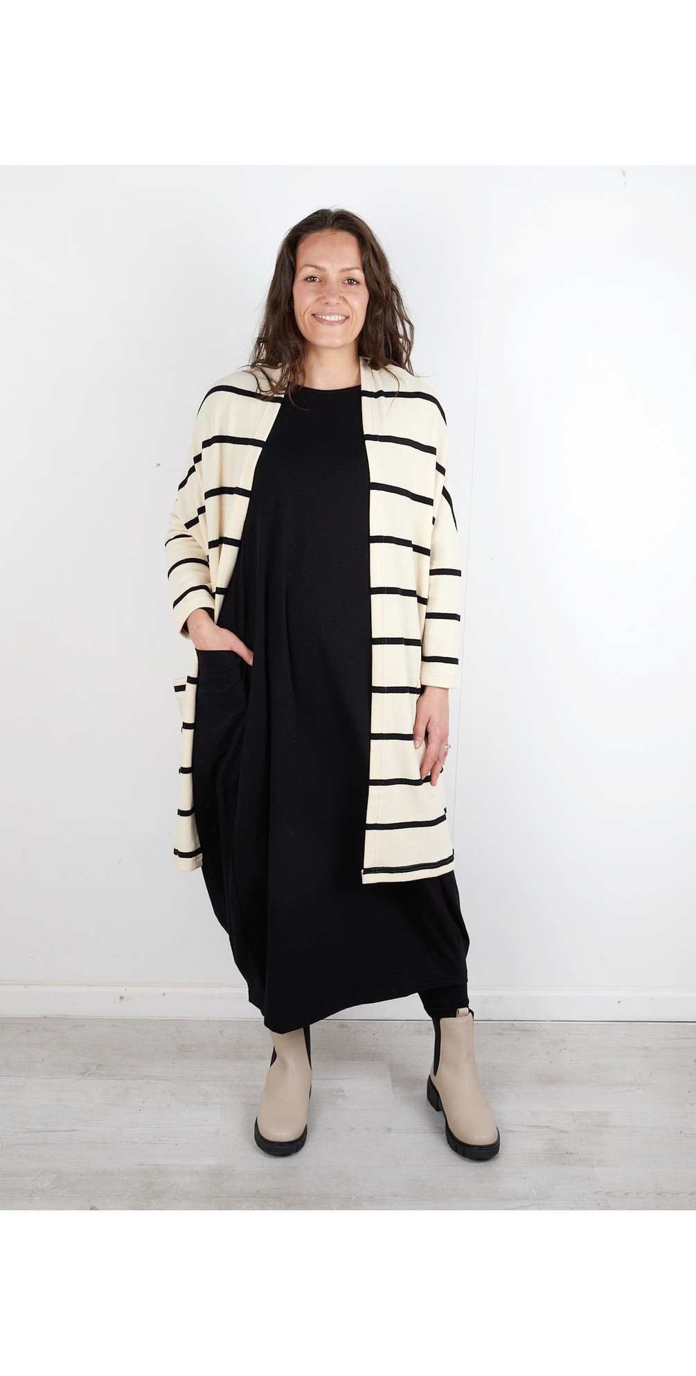 Soufle R Wide Stripe Fleece Cardigan main image