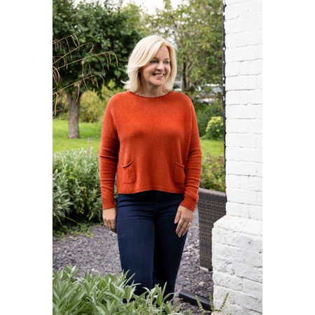 Amazing Woman Jodie Burnt Orange Front Pocket Supersoft Knit Jumper - Orange