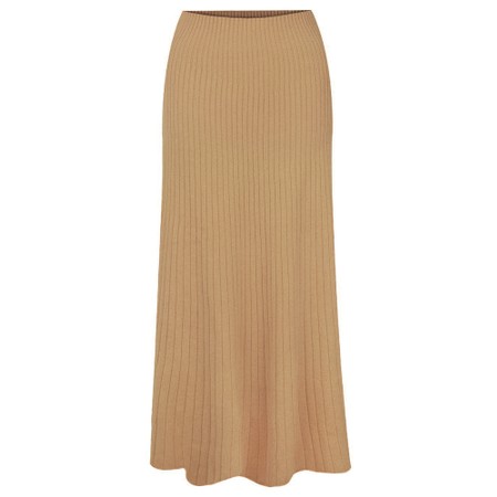 Amazing Woman Sachia Caramel Ribbed Long Skirt - Brown