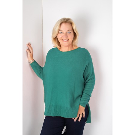 Amazing Woman Marley Petrol Round Neck Oversized Knit Jumper - Blue