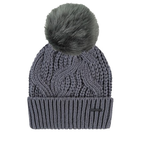 RINO AND PELLE Aaf Beanie Hat With Faux Fur Pom - Blue