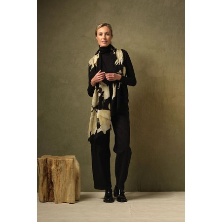 One Hundred Stars Stork Black Wool Scarf - Multicoloured