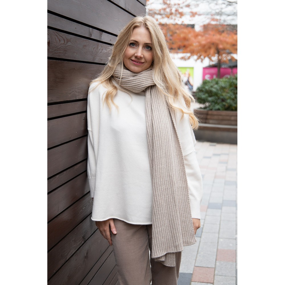Chalk Matilde Ribbed Scarf Oatmeal