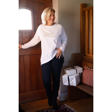 Chalk Robyn Happy Christmas Top - White