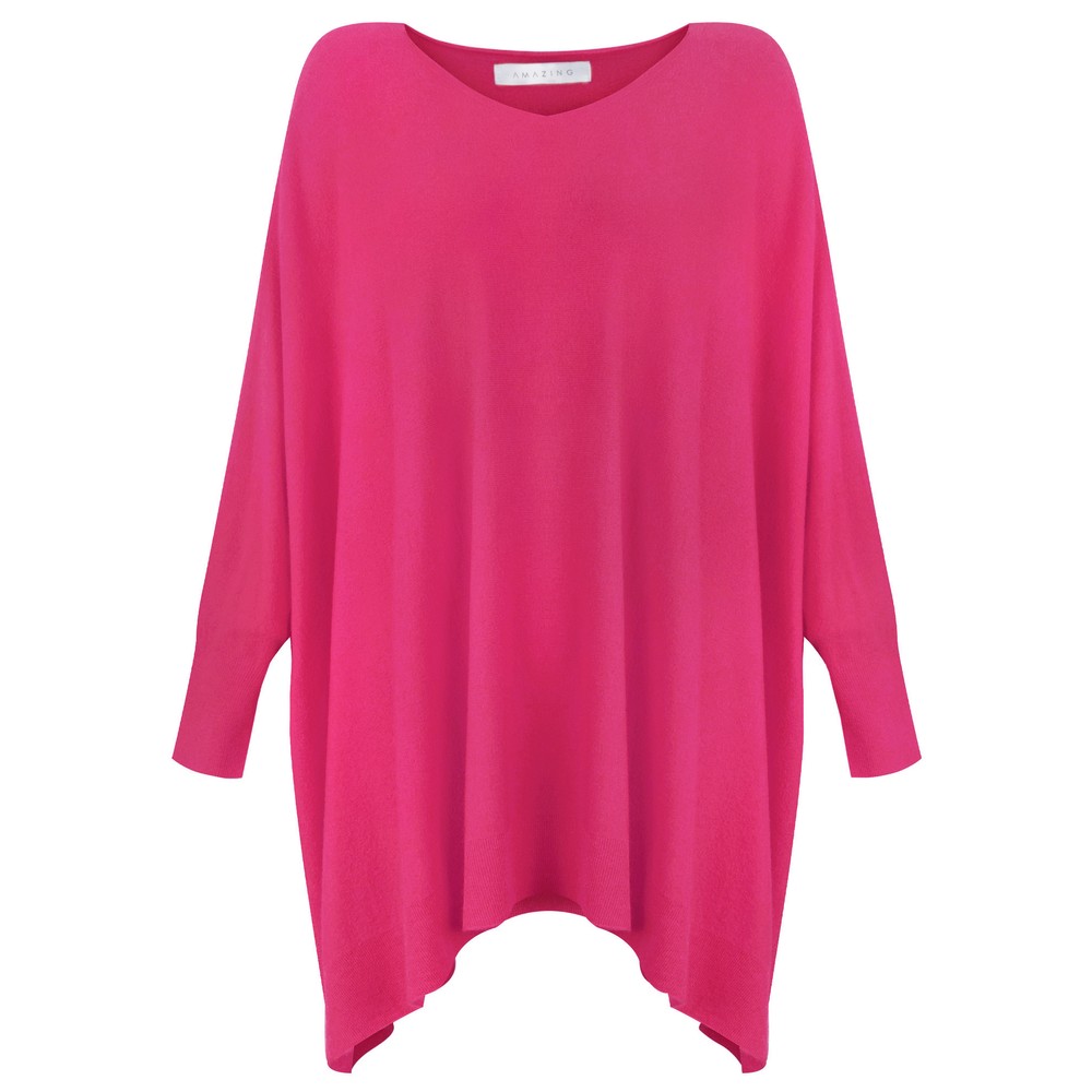 Amazing Woman Caty X Magenta Oversized Round Neck Magenta